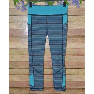 Lululemon Pace Rival Blue Space Dye Pull On Workout Athletic Crop Legging Size 6
